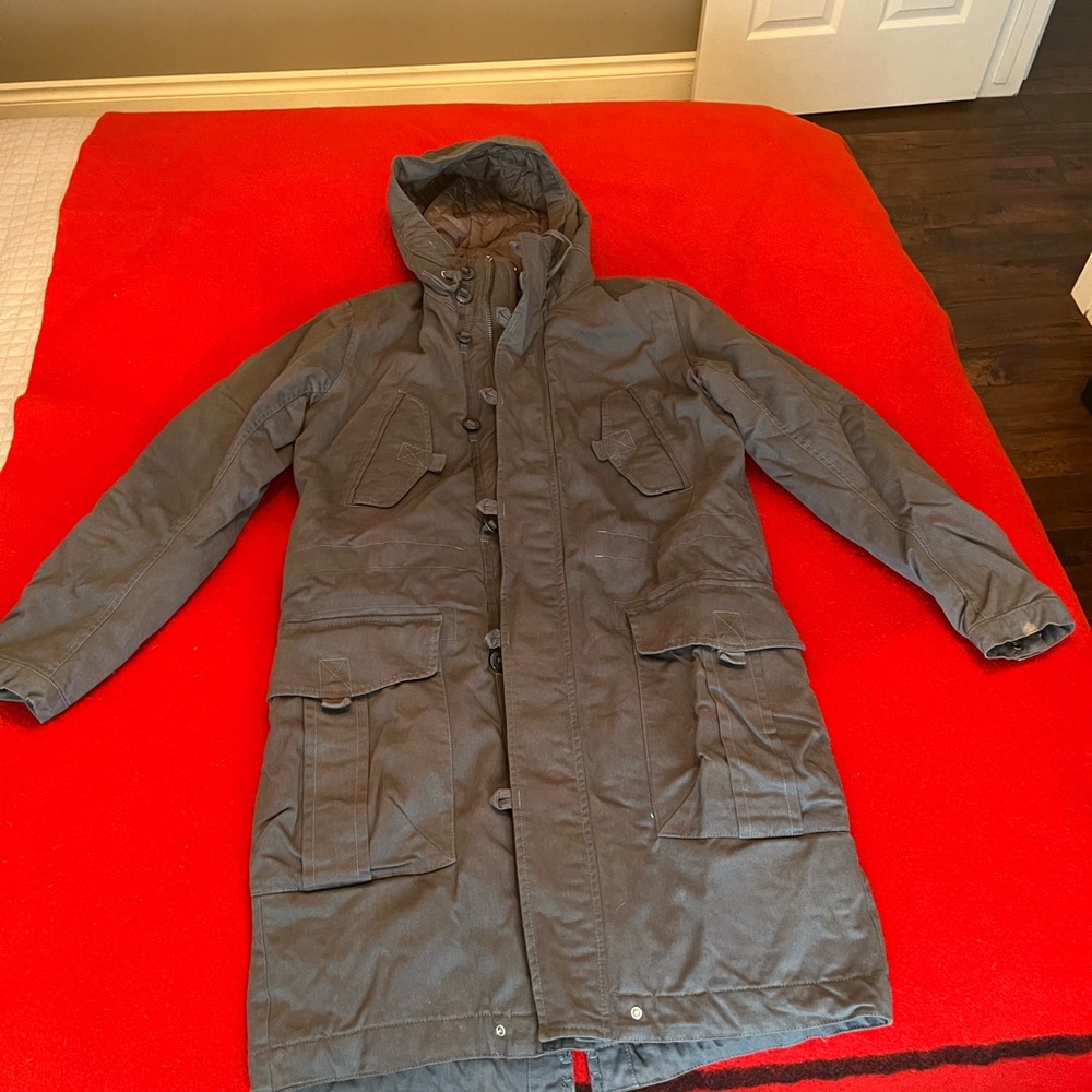 Men's Grey Diesel Hooded Parka Coat